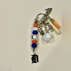 Detroit Tigers Beaded Keychain Purse Bag Charm